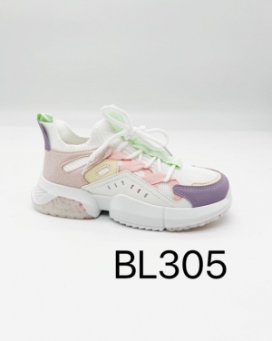 Buty sportowe damskie na płaskim (36-41) BL305 GREEN/PURPLE/PINK