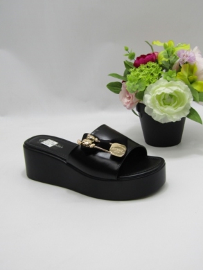 Klapki damskie na koturnie (36-41) 6645-1 BLACK