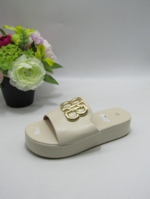 Klapki damskie na koturnie (36-41) F376 BEIGE