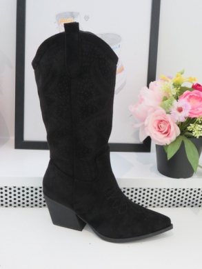 Kozaki damskie na obcasie (36-41) RQ457 BLACK