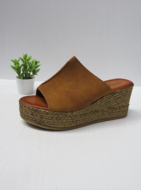 Klapki damskie na koturnie (36-41) 4014 BROWN