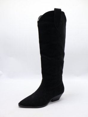 Kozaki damskie ocieplane na obcasie (36-41) 9638 BLACK
