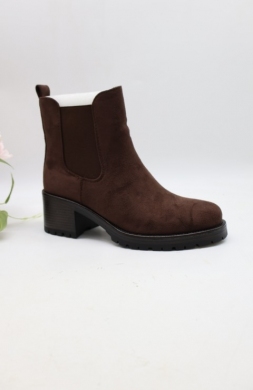Botki damskie ocieplane na obcasie (36-41) 6506 BROWN
