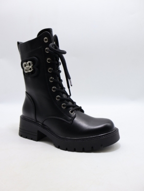 Botki damskie ocieplane na płaskim (36-41) 7017-1 BLACK