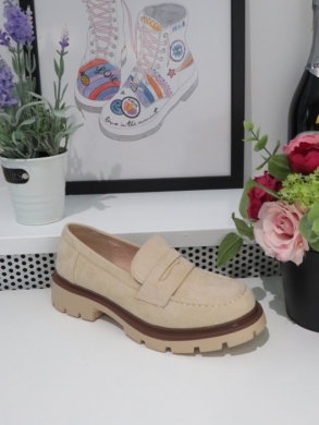 Mokasyny damskie na płaskim (36-41) 77-433 BEIGE