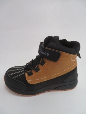 Botki chłopięce ocieplane (27-32) P544 CAMEL/BLACK