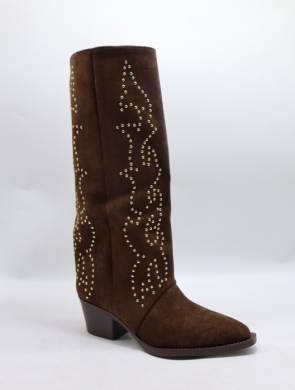 Kozaki damskie na obcasie (36-41) 4022 BROWN