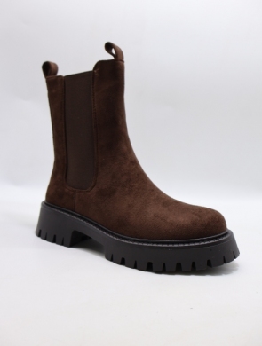 Botki damskie ocieplane na płaskim (36-41) 6330-1 BROWN