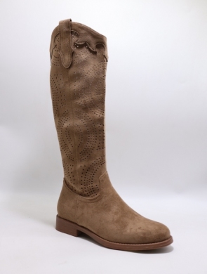 Kozaki damskie na płaskim (36-41) H198 COFFE