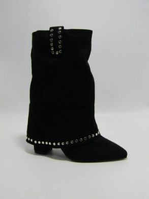 Kozaki damskie ocieplane na obcasie (36-41) CLS367 BLACK