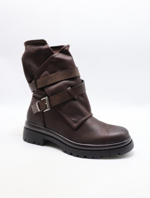 Botki damskie na płaskim (36-41) 5268 BROWN