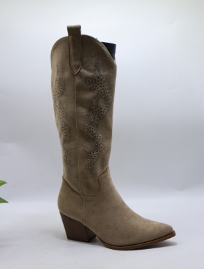 Kozaki damskie na obcasie (36-41) 2539A KHAKI