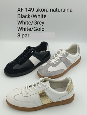 Buty sportowe damskie na płaskim (36-41) XF149 WHITE/GOLD