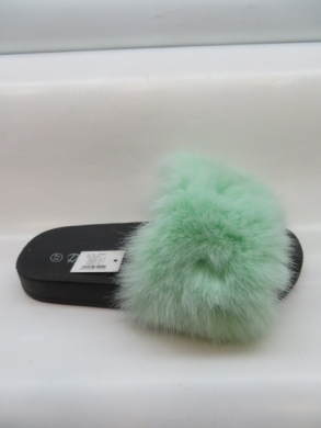 Klapki damskie z futerkiem (36-41) FF-008 GREEN