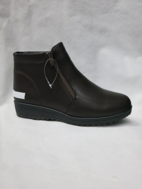 Botki damskie ocieplane na płaskim (37-42) 301-PU-2 BROWN