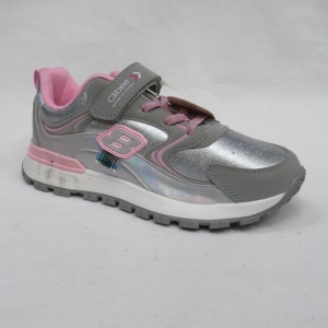 Buty sportowe dziewczęce (32-37) E163 GREY/PINK