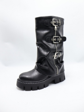 Kozaki damskie ocieplane na płaskim (36-41) RQ529 BLACK