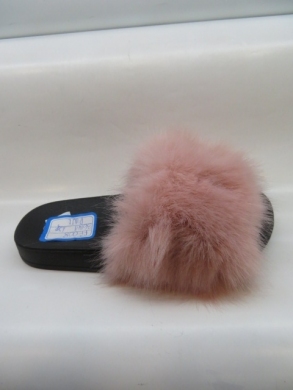 Klapki damskie z futerkiem (36-41) FF-008 PINK