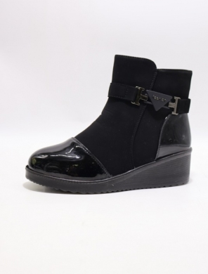 Botki damskie ocieplane na koturnie (36-42) W118 BLACK
