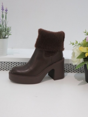 Botki damskie ocieplane na obcasie (36-41) 9560A BROWN
