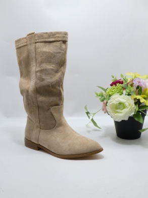 Kozaki damskie na płaskim (36-41) MVP339 BEIGE