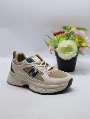 Buty sportowe damskie na płaskim (36-41) CC157 BE/GREEN