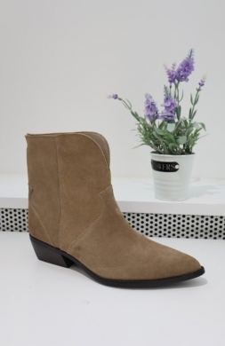 Botki damskie na płaskim (36-41) 5311A KHAKI-SKORA