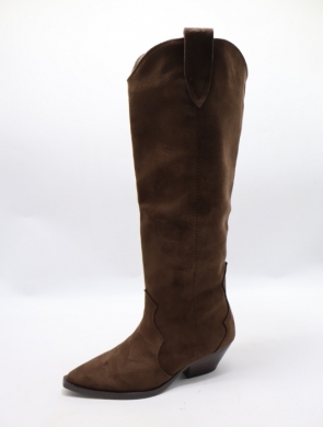 Kozaki damskie ocieplane na obcasie (36-41) 9638 BROWN