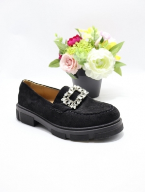 Mokasyny damskie na płaskim (36-41) H8-256 BLACK
