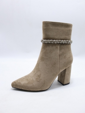 Botki damskie ocieplane na obcasie (36-41) RQ485 TAUPE