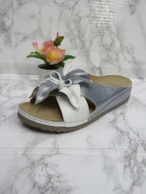 Klapki damskie na koturnie (39-43) 3817-6 WHITE/BLUE