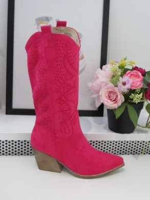 Kozaki damskie na obcasie (36-41) RQ457 FUCHSIA