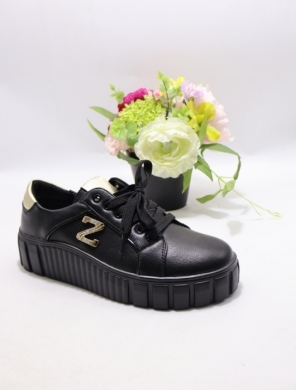 Buty sportowe damskie na płaskim (36-41) 6250 BLACK/GOLD