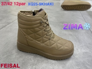 Botki damskie ocieplane na płaskim (37-42) XQ25-9KHAKI