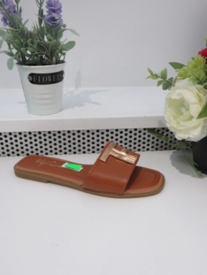 Klapki damskie na płaskim (36-41) F318 CAMEL