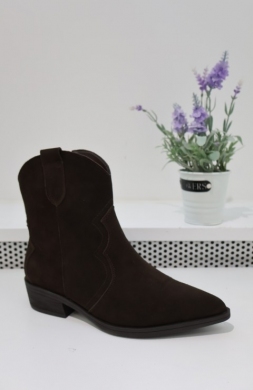 Botki damskie na płaskim (36-41) 5310 BROWN-SKORA