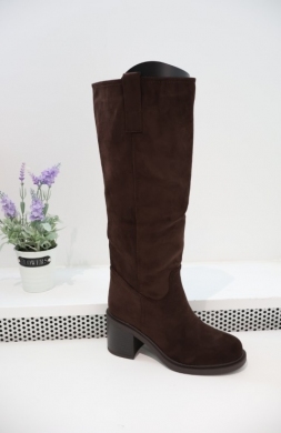 Kozaki damskie na obcasie (36-41) 2523A-1 BROWN