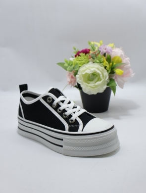 Trampki damskie na płaskim (36-41) K1738 BLACK