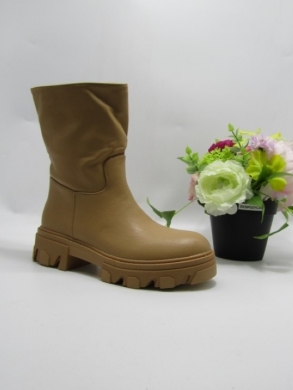 Botki damskie ocieplane na płaskim (36-41) QT19 CAMEL