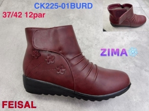 Botki damskie ocieplane na płaskim (37-42) CK225-01BURD