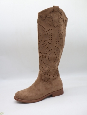 Kozaki damskie na płaskim (36-41) H198 COFFE