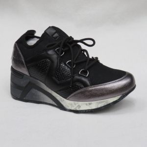 Buty sportowe damskie na koturnie (36-41) C19-7602 BLACK