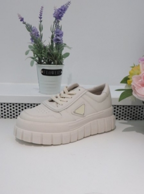 Buty sportowe damskie na płaskim (36-41) 23028 BEIGE