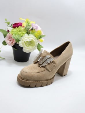 Półbuty damskie na obcasie (36-41) T2396 KHAKI