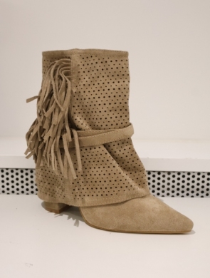 Botki damskie na obcasie (36-41) 2560A KHAKI