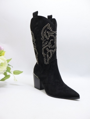 Kozaki damskie na obcasie (36-41) A9586 BLACK
