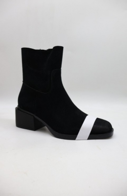 Botki damskie na obcasie (36-41) 9624 BLACK-SKORA