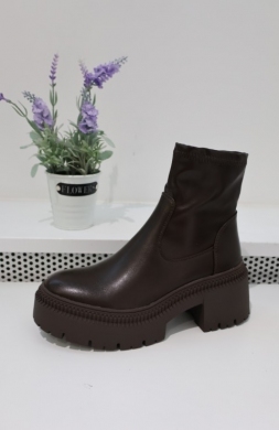 Botki damskie na obcasie (36-41) 9670A BROWN