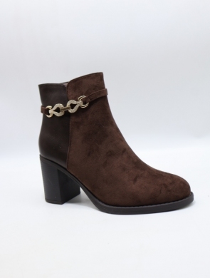 Botki damskie ocieplane na obcasie (36-41) MD7597 BROWN