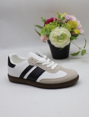 Buty sportowe damskie na płaskim (36-41) B-6602 WH/BL